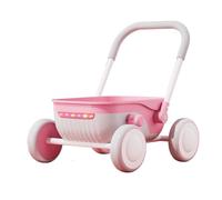 2-in-1 Baby Push Walker, Adjustable Height Toy for 6-12 Months | Durable food-grade PP construction with quiet EVA wheels, designed for infants 6-12 months Pink