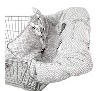2-in-1 Baby Shopping Trolley Cover Highchair Seat Cushion - Portable Design (Grey Chevron)