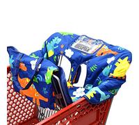 2-in-1 Baby Shopping Trolley Cover Highchair Seat Cushion - Portable Design (Navy Blue Dinosaur)