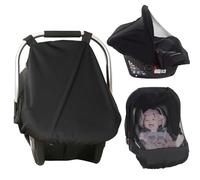 2-in-1 Baby Sunshade Covers with Zipper, Infant Sun Protection Canopy, Insect Net Layer, Dustproof, Windproof, Waterproof, Breathable Newborn Car Seat Cover