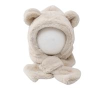2 In 1 Baby Winter Hat Scarf Set,Kids Plush Hooded Scarf Earflap Hat with Cute Bear Ear,Toddler Thermal Balaclava Hat Beanie Cap for Boys Girls Children 6-36 Months (UK, Alpha, One Size, Beige)