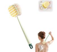 2-in-1 Back Scrubber for Shower, Loofah with Handle, Back Shower Brush with Bristles and Loofah, Dry Brushing Body Brush for Cleanse Back and Hard, Dual-Sided Bath Brush for Men and Women (B 1Pcs)