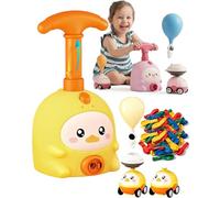 2-in-1 Balloon Powered Car Launcher Set, Aerodynamic STEM Toy, Educational Science Gift for Kids Boys Girls Aged 3+