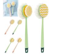 2-in-1 Bath Scrubber & Back Brush, Anti Slip Long Handle Bath Brush with Stiff and Soft Bristles, Exfoliating Shower Ball, 14-Inch Long-Handled Back Cleaning Bath Brush (C*2pcs)