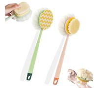2-in-1 Bath Scrubber & Back Brush - Double-Sided Exfoliating with Soft Bristles, Extra Long Handle for Effortless Back Cleaning, for Gentle Skin Care (Mix-A)