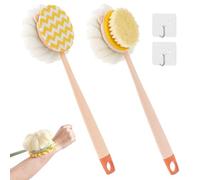 2-in-1 Bath Scrubber & Back Brush - Extra Long Handle, Soft Bristles, Exfoliating Shower Ball, Loofah Men Body Women Washer Sponge Skin Cleaning Shower Bath Massage Bristles(2pcs-b)