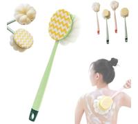 2-in-1 Bath Scrubber & Back Brush, Long Handle Bath Shower Brush Back Scrubber Body Exfoliator, Double Sided Bath Brush, Multi Scrubbing and Bathing Bath Scrubber for Body (Green Bath Cloth)