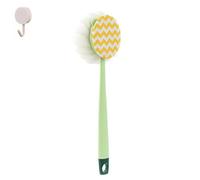 2-in-1 Bath Scrubber & Back Brush with Extra-Long Handle, Double-Sided Soft Bristles for Gentle Cleansing and Deep Exfoliation, Suitable for Wet or Dry Use (1*Bath Cloth)