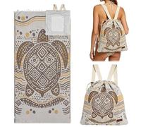 2 in 1 Beach Towel Bag, 2-in-1 Convertible Beach Towel & Backpack With Inner Zip Pocket, Oversized Microfiber Wearable Beach Bag, Quick-Dry Beach Bag For Travel, Camping, Vacation (Brown)