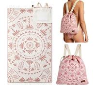 2 in 1 Beach Towel Bag Convertible Towel Bag Backpack - 70.86''*35.43'' Oversized Sand Free Microfiber Beach Towel Backpack with Inner Zip Pocket - Lightweight Quick Dry Travel Blanket Bag (F)
