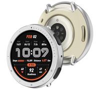 [2 in 1] BEARDDO Metal Case for Amazfit Active 2 Smart Watch 44mm, Stainless Steel Bezel & TPU Back Cover with Cleaning Cloth Accessories, Rugged Shockproof Protective Case for Active 2 Round Silver