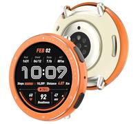 [2 in 1] BEARDDO Metal Case for Amazfit Active 2 Smart Watch 44mm, Stainless Steel Bezel & TPU Back Cover with Cleaning Cloth Accessories, Rugged Shockproof Protective Case for Active 2 Round Orange
