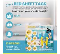 2 in 1 Bed Sheet Marking Tags - King, Queen or Full. for Each Size, Choose a Design. Plus Quick Identification to Put Your Bed Sheets on Right. Great Gift Ideas! #1 in Tags/Sheet Snaps. (Gratitude)