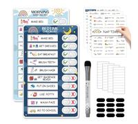 2 in 1 Bedtime/Morning Routine Chart for Kids Toddlers, Magnetic Chore Chart for Kids, Cute Visual Schedule for Kids Schedule Board for Home, Kids Checklist to Do List ADHD Tools for Kids