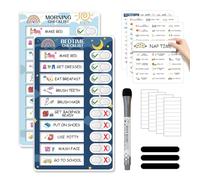 2 in 1 Bedtime/Morning Routine Chart for Kids Toddlers, Magnetic Chore Chart for Kids, Cute Visual Schedule for Kids Schedule Board for Home, Kids Checklist to Do List ADHD Tools for Kids