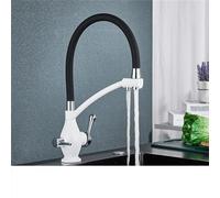 2-in-1 Black Brass Kitchen Faucet with Swivel Nozzle & Dual Spout Chrome Mixer Tap - Modern Stylish Design for Clean Water in Home & Kitchen Aqiong