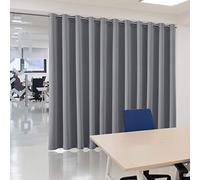 2-in-1 Blackout Curtain & Room Divider - Extra Wide & Heavy-Duty Partition Curtain for Bedroom/Office/Loft - Cheaper Than Building Walls! 12.5ft W x 8ft L, Grey, 1 Panel