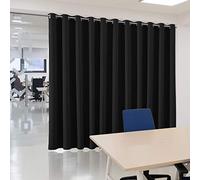 2-in-1 Blackout Curtain & Room Divider - Extra Wide & Heavy-Duty Partition Curtain for Bedroom/Office/Loft - Cheaper Than Building Walls! Black, 12.5ft W x 8ft L, 1 Panel