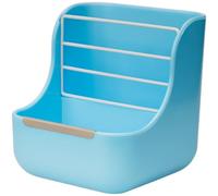 2-In-1 Blue Rabbit Hay Feeder, Guinea Pig Food Bowl, Steel Mesh, Knob-Fixed Mounting, Chew-Resistant Plastic Food Container For Chinchilla, Small Animals