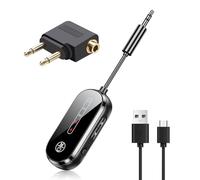 2 in 1 Bluetooth 5.3 Transmitter Receiver with 3.5mm Aux Audio Jack, Dual Pairing Airplane Bluetooth Adapter Low Latency Noise Reduction Suitable for AirPods Headphones Tablets Speaker Car