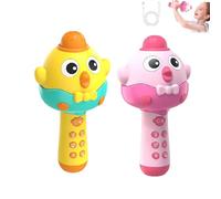 2-in-1 Bluetooth & Microphone Toy for Kids, 4 Voice Fun Changer, Mini Karaoke Machine, Portable Bluetooth Speaker with LED Lights, Toddler Music Toy, for Girls and Boys (Pink+Yellow)