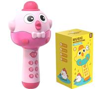 2-in-1 Bluetooth & Microphone Toy for Kids, Wireless Bluetooth Karaoke Microphone for Kids, 4 Voice Fun Changer & Flashing Stage Lights, Sing Musical Toy for Girls Boys 8-12 Birthday Gift (Pink)