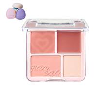 2 in 1 Blush Highlight Palette, Blush Contour Palette, 4 Color Cheek Contour Makeup Palettes, Non-greasy, Lasting Sparkling, Sculpt the Face Makeup (#01 Milk Apricot Melon)