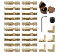 2-in-1 Brass Hidden Cylinder Hinges 25 Pcs Drill Stop Collar 4mm 1pcs 135 Degree Folding, Mini Barrel Hinges for DIY Crafts Wooden Jewelry Boxes Small Box Cabinet Doors and Wooden Cases 0.15x0.78 in