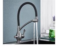 2-in-1 Brass Kitchen Faucet with Dual Spout Black Swivel Nozzle Mixer Tap Stylish Gray Finish Water Filter Tap for Home & Office Use Aqiong