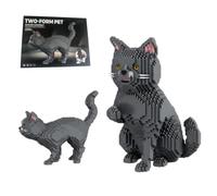2 IN 1 British Shorthair Cat Building Set for Adults, Grey Pet Cat Mini Micro Building Blocks Toy, Cute Pet Animal Figure Model Kit, Desktop Home Office Decor, Birthday Gifts for Teens