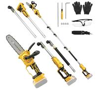 2 in 1 Brushless Pole Saw & 8 Inch Mini Chainsaw Cordless for Dewalt 18V Battery (No Battery), 7.7ft Extension Pole, 15ft Max Reach for Tree Pruning Garden Maintenance