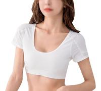 2 in 1 Built-in Shoulder Pad,Women Compression Workout Athletic Vest,T-Shirt Padded Tops Clothing Women,Bra with Shoulder Chest Pad(L,White)