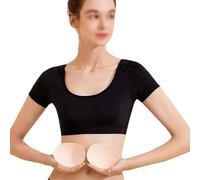 2 in 1 Built-in Shoulder Pad,Women Compression Workout Athletic Vest,T-Shirt Padded Tops Clothing Women,Bra with Shoulder Chest Pad(L,Black)
