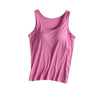 2 in 1 Camisole Tops for Women Built in Bra Basic Seamless Vest Tops with Padded Slim Fit Cotton Yoga Sports Tank Tops for Everyday Casual Wear,Tank Tops with Built-in Bra