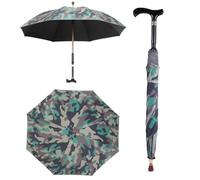 2-in-1 Camouflage Color Cane Umbrella, Lightweight Walking Stick Crutch Umbrella, for Night Hiking Rainy for Men and Women,Camouflage Color,87cm/34inch