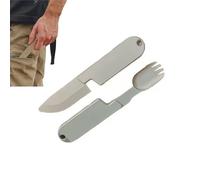 2 in 1 Camping Eating Utensils Set-Portable Detachable Knife Spork Cutlery Set,Reusable Magnetic Detachable Cutlery,Outdoor Barbecues,Stainless Steel Flatware Camping Utensils Set with Pouch Case