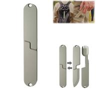2 in 1 Camping Utensils Set, Detachable Knife Fork Spoon Combo - Lightweight Stainless Steel Cutlery for Hiking, Travel & Fishing, Portable Magnetic Eating Tool(Silver-1PC)