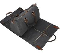 2-in-1 Canvas Leather Suit Carrier & Garment Bag - Carry-On Travel Luggage with Detachable Strap