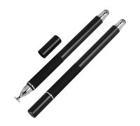 2 in 1 Capacitive Stylus Pen 2 Pcs Black Metal Fine Fiber Tips