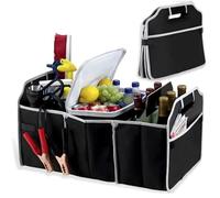2-In-1 Car Boot Organiser - Non-Slip Tidy Boot Bag - Multi-Compartment Collapsible Folding Vehicle Storage Box Case With Base Pockets And Carry Handles For Shopping Essentials Tools