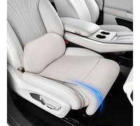 2-in-1 Car Seat Cushion with Lumbar Support for Car & Leg Extender, All-Season Breathable Leather Car Seat Cushions for Driving, Car Back Support, Car Cushion for Driving & Office Chair (White)