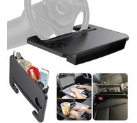 2-in-1 Car Steering Wheel Tray | Car Seat Gap Filler Organiser | Car Tray Table for Food | Car Desk Laptop Holder | Gifts for Lorry Work Van Drivers Accessories | Car Gadgets for Men Women