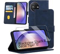 2-in-1 Case Compatible with Blackview Shark 8/Oscal Tiger 12 Leather Phone Case, Wallet Case Cover [Card Slots] [Kickstand] Magnetic Closure Protection Book Folio Design wallet flip phone case - Navy