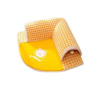 2 in 1 Cat Carpet Tunnel, Non Slip Bottom Play Tunnels for Cats, Foldable Fun Cat Tunnel Rugs, Portable Cat Tunnel Toys for Indoors and Outdoors (Yellow)