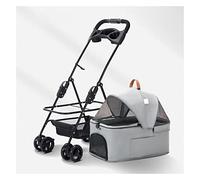 2 in 1 Cat Carriers & Strollers Pet Stroller, Dog Stroller for Medium Small Dogs, Lightweight Foldable Travel Pram with Universal Wheel, with Detachable Cup Holder, Storage Basket (Light Gray)