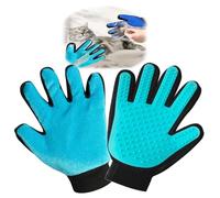 2 in 1 Cat Grooming Glove, Double-Sided Use Pet Hair Remover Glove, 1 Side is Gentle Grooming for Dogs, Cats, the Other is Effective Hair Remover for Furniture, Clothing (Light Blue, Right-Hand)