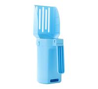 2-in-1 Cat Litter Scoop with Built-in Dustbin, Fine Mesh Cat Litter Tray Scoop with ABS Plastic & Waste Bags, Durable Cat Poop Scoops for Easy Cleaning (Blue)