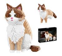 2 in 1 Cat - Micro Building Blocks Sets with 2 Options, Sitting or Walking, DIY 3D Cute Ragdoll Tabby Cats Model with Meow Sound Button, Gift for Animal Lover Teens Adults Home Office Decor 2308Pcs