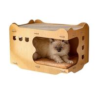 2 In 1 Cat Scratcher House - Reversible Cat Scratching Pad, Natural Recycled Materials, Multipurpose Playhouse | Claw Safe Scratch Textures Design For Indoor Cats, Furniture