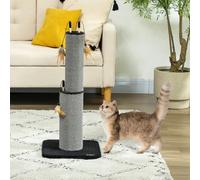 2 in 1 Cat Scratching Post with3 Toy Feathers for Indoor Cats, 78cm Tall PawHut Black One Size